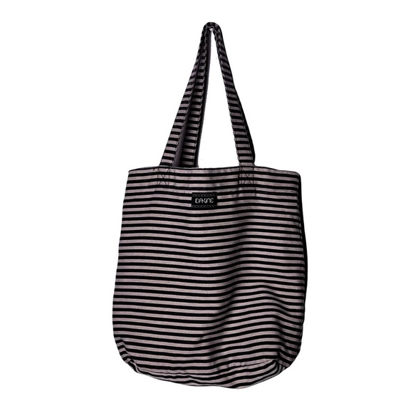 Dakine | Beige Black Striped Floral Canvas Reversible Tote Bag - Picture 1 of 7
